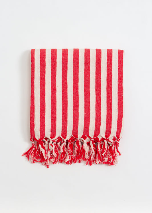 Girit Red Cotton Linen Towel - - Towels