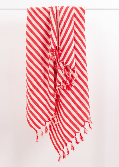 Girit Red Cotton Linen Towel - Bath Beach Towel 37'' x 73'' (90 cm x 180 cm) - Towels