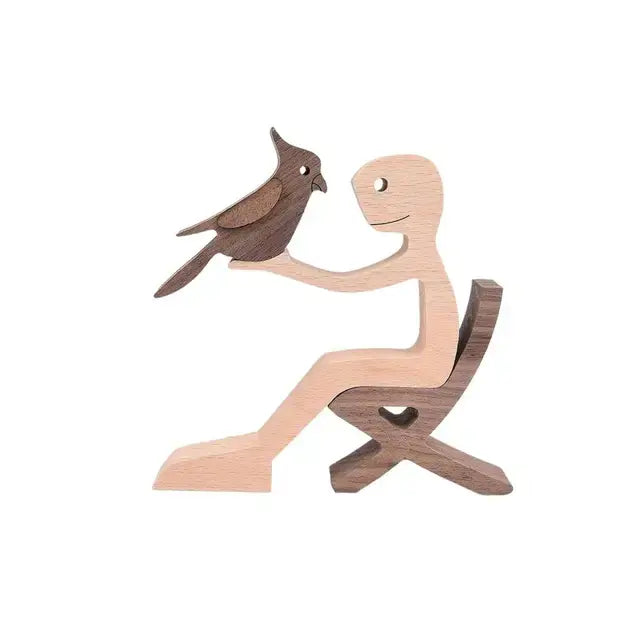 Wooden Carvings Loving Pet Owner beige