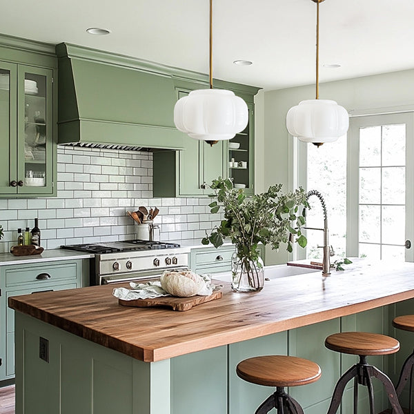 Handcrafted Bulbous Milk Glass Pendant - - Whats trending