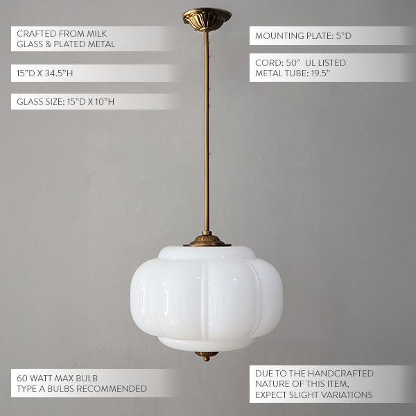 Handcrafted Bulbous Milk Glass Pendant - - Whats trending