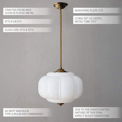 Handcrafted Bulbous Milk Glass Pendant - - Whats trending