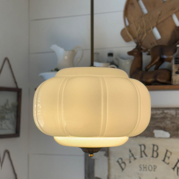 Handcrafted Bulbous Milk Glass Pendant - - Whats trending