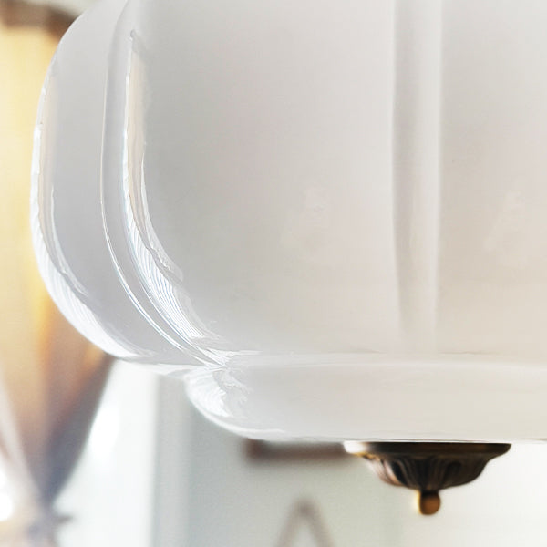 Handcrafted Bulbous Milk Glass Pendant - - Whats trending