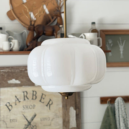 Handcrafted Bulbous Milk Glass Pendant - - Whats trending