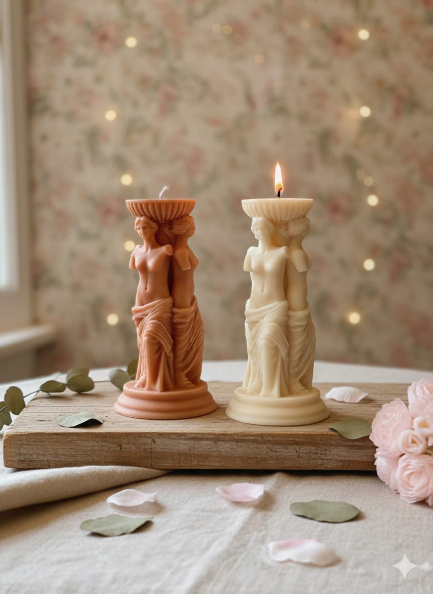 Goddess Sculpture Candle | Soy Wax Art Trio - - candles
