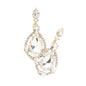 Crystal Rhinestone Teardrop Evening Earrings - Gold - Earrings