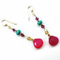 Gold Filled Wire Wrapped Pink Turquoise Gemstone Earrings - with Fishhook - Earrings