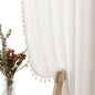 Cream Linen Semi Sheer Curtains 2 Panels Rod Pocket Back Tab Top Light Filtering 38x72 - Kia Day Design