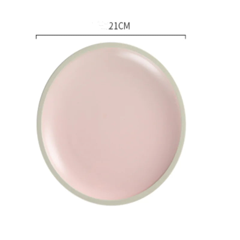 Morandi Ceramic Round Dinner Plates - Pink 8inches - plates