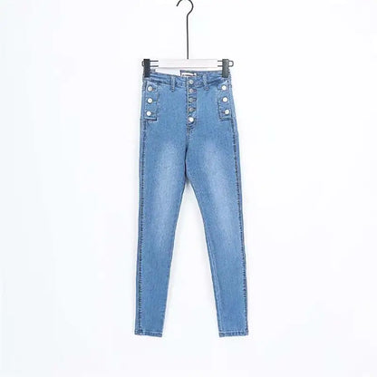 High Waist Button Down Thick Jeans for Women - Kia Day Design