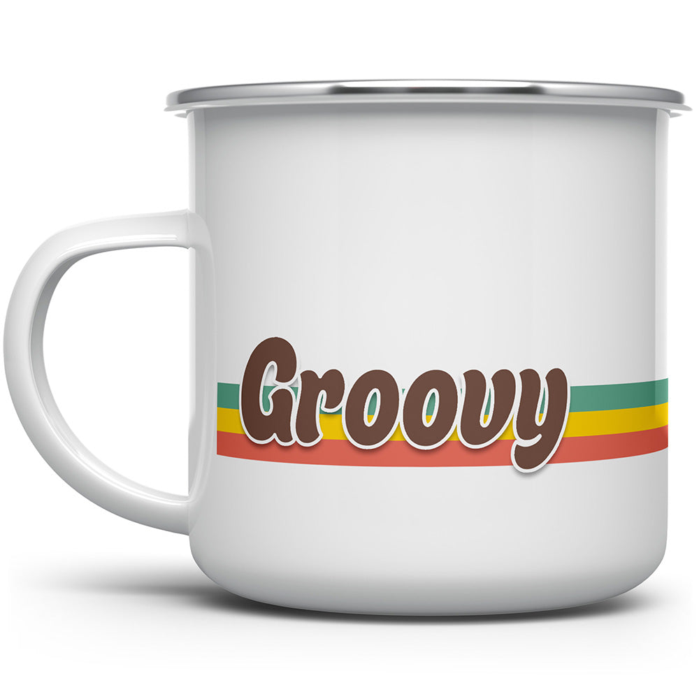 Groovy Retro Enamel Camp Mug - - Mug