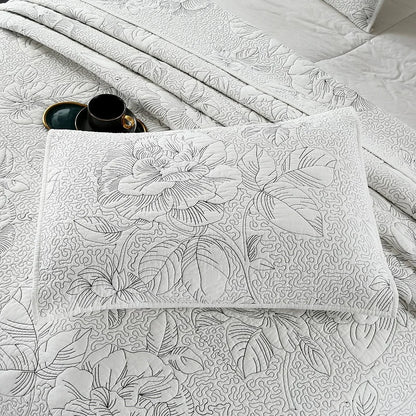 Cotton Embroidered Flower Pattern Coverlet Set