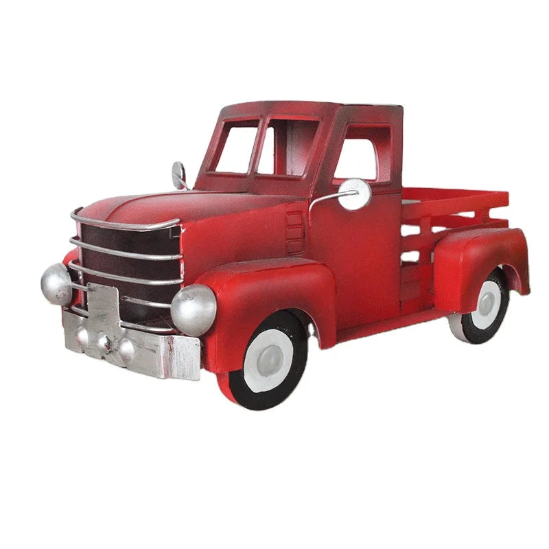 Metal Model Handmade Red Vintage Truck Car Model Toy Desktop Kia Day Design