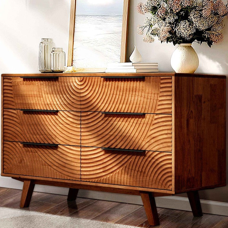 Harmony Solid Wood Dresser with 6 Drawers - Walnut - Dresser