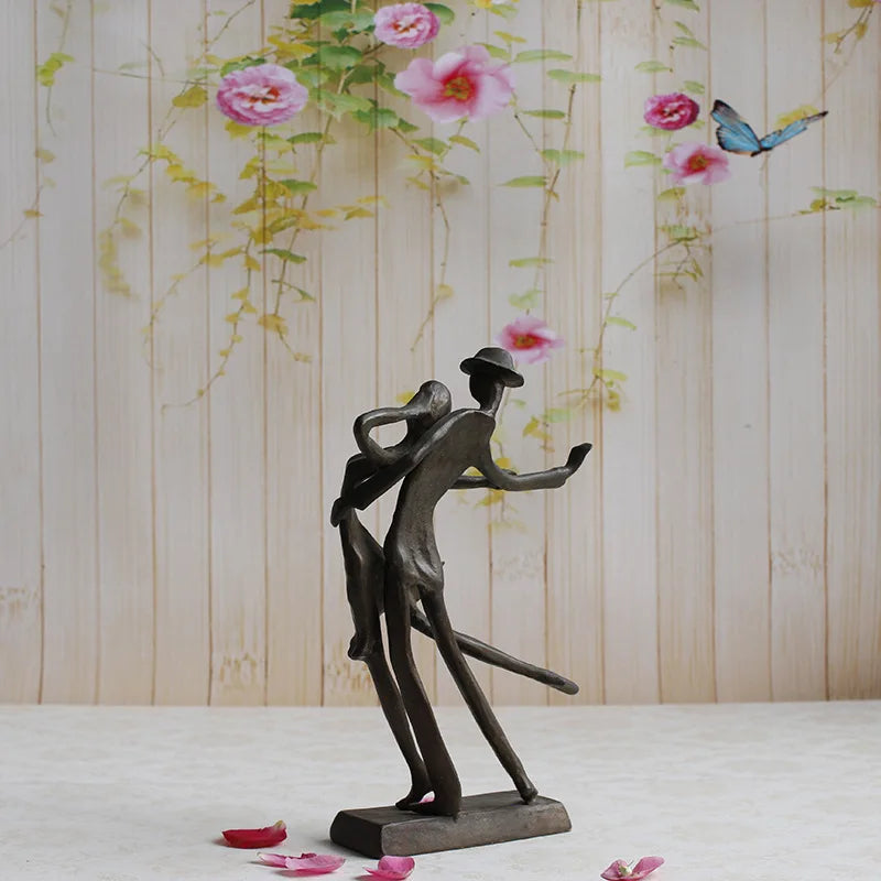 Metal Dancing Couple Figurines Bronze Sculpture Kia Day Design