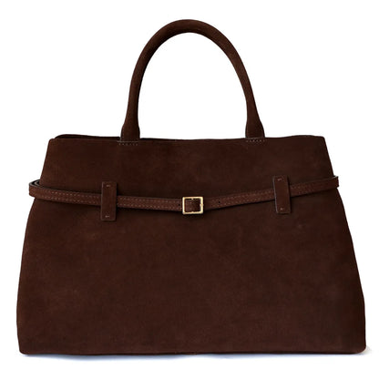 Genuine Leather Oversize Bag Coffee Suede 35*15.5*23cm