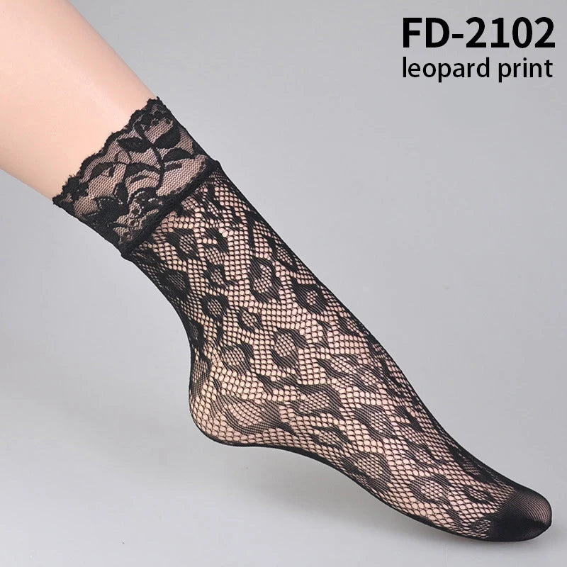 Black Socks Soft Lace Short Ankle Socks Fishnet Stocking Kia Day Design