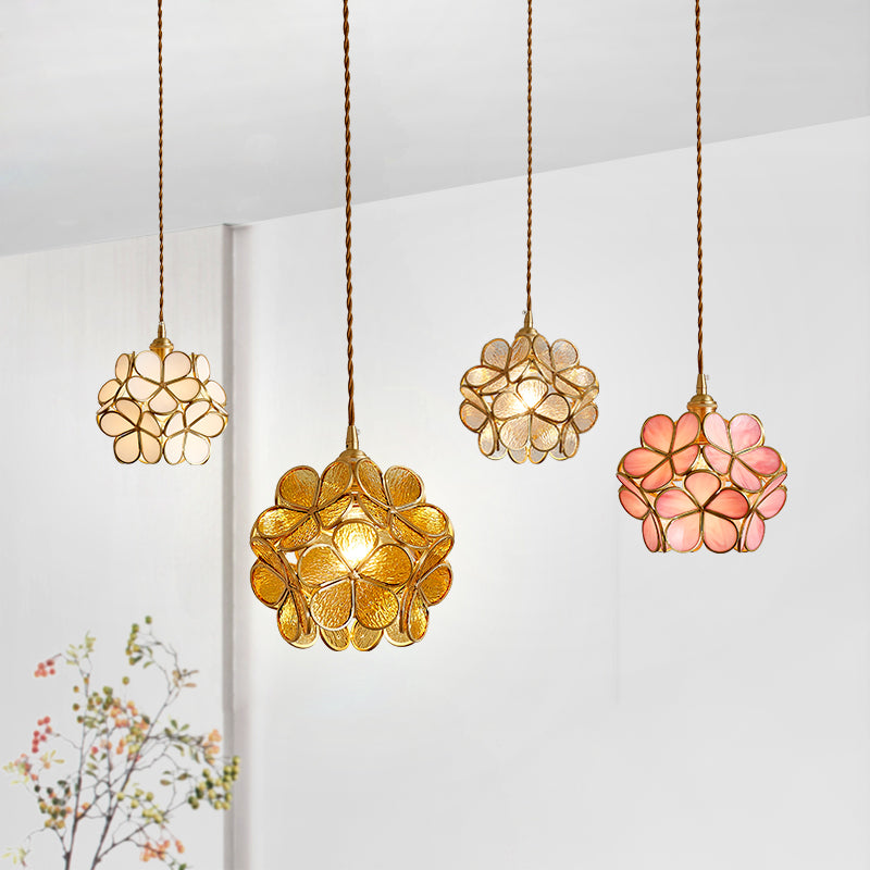 Hanging Light Brass Colorful Flower Pendant Light Kia Day Design