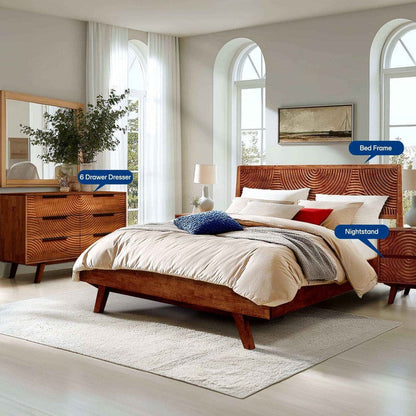 Harmony Solid Wood Dresser with 6 Drawers - - Dresser
