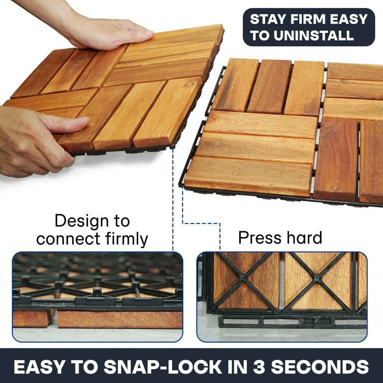 Solid Wood Deck Tiles Set 10 - - Deck Tiles