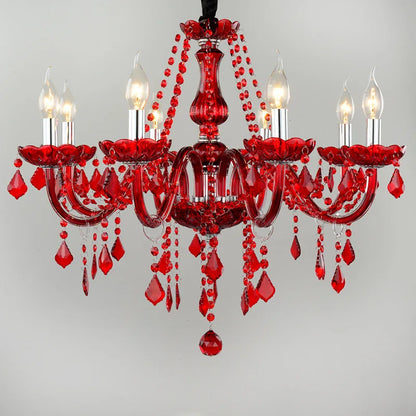 JYLIGHTING Red Glass Modern Crystal Chandelier Kia Day Design