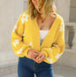 Loose Fit Short Knitted Flower Sweater with Lantern Sleeves - Kia Day Design