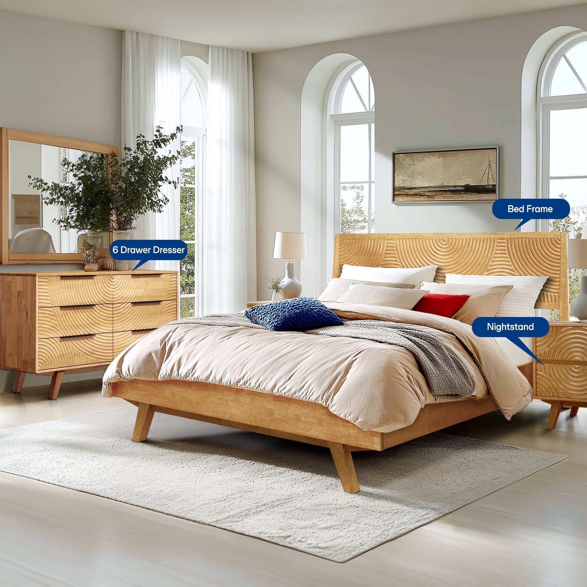 Harmony Solid Wood Dresser with 6 Drawers - - Dresser