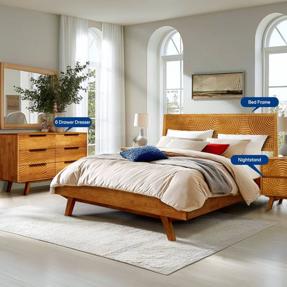 Harmony Solid Wood Dresser with 6 Drawers - - Dresser