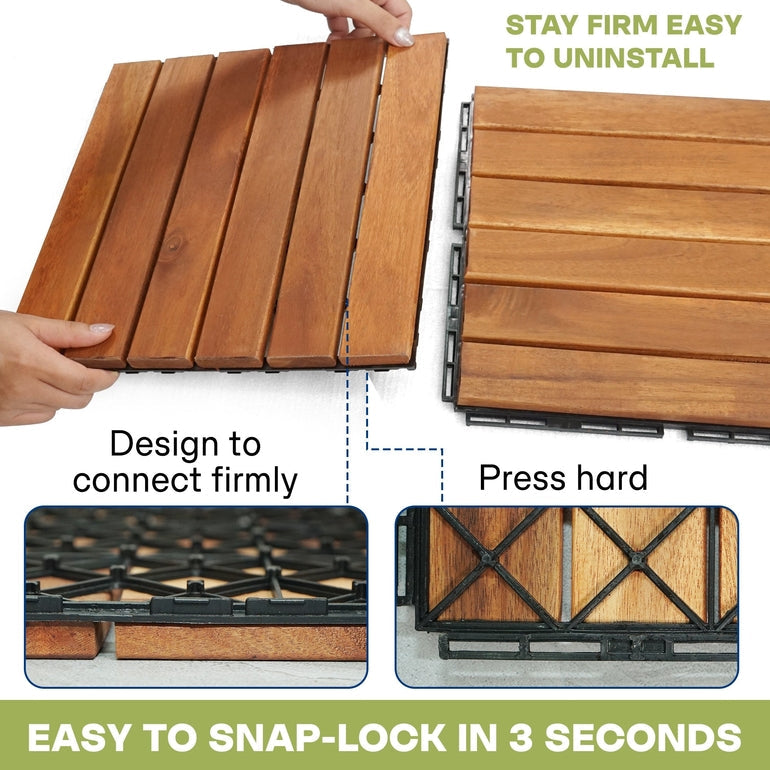 Solid Wood Deck Tiles 6 Slat Set 9 - - Deck Tiles