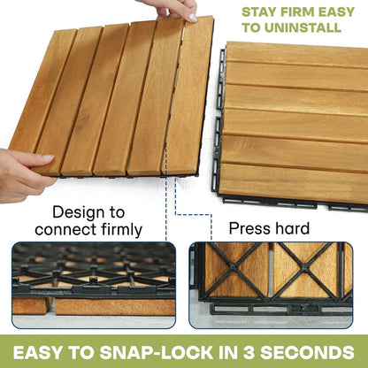 Solid Wood Deck Tiles 6 Slat Set 9 - - Deck Tiles