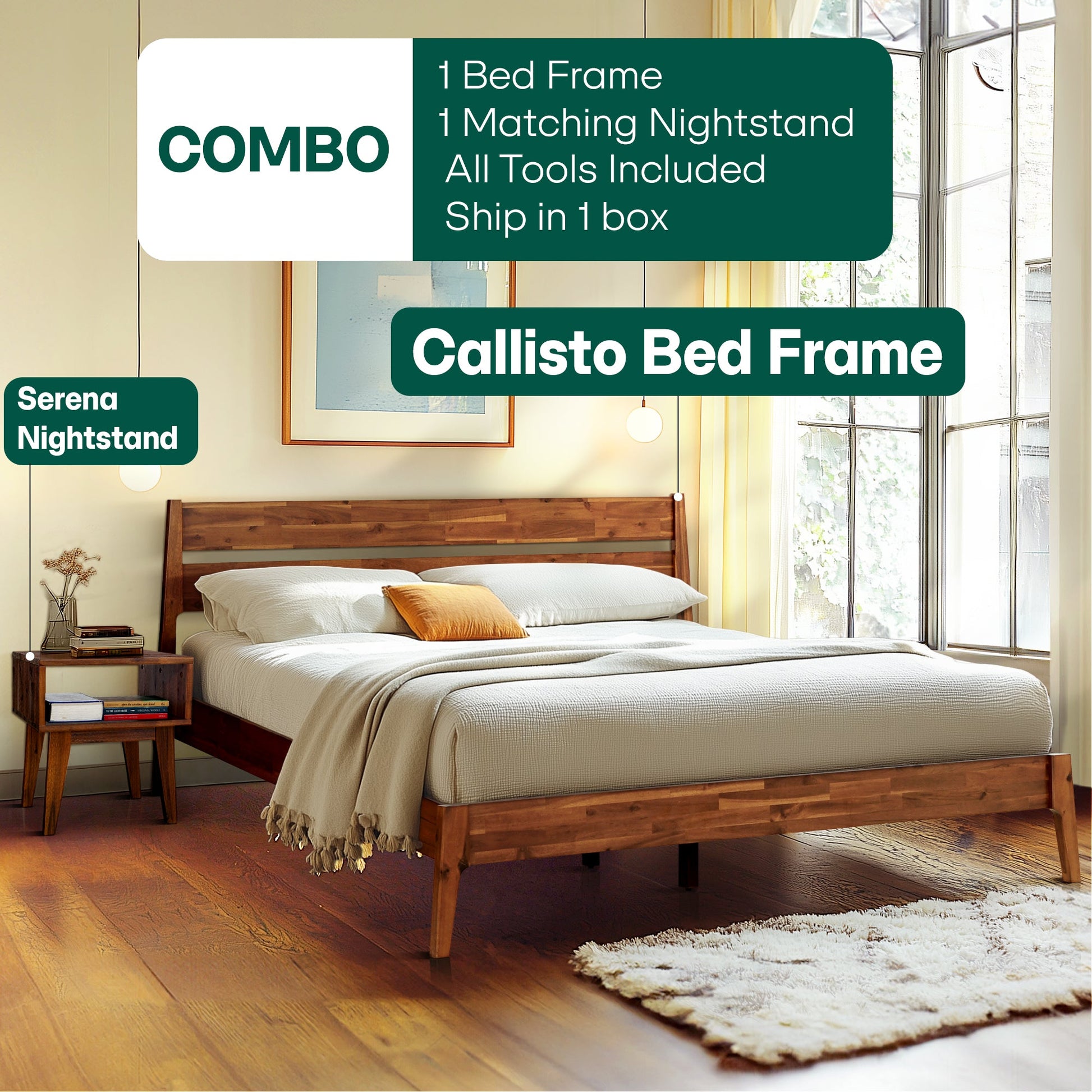 Callisto Solid Wood Bed Frame - - Bed Frame