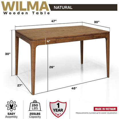 Wilma 48" Rubber Wood Desk - - Table