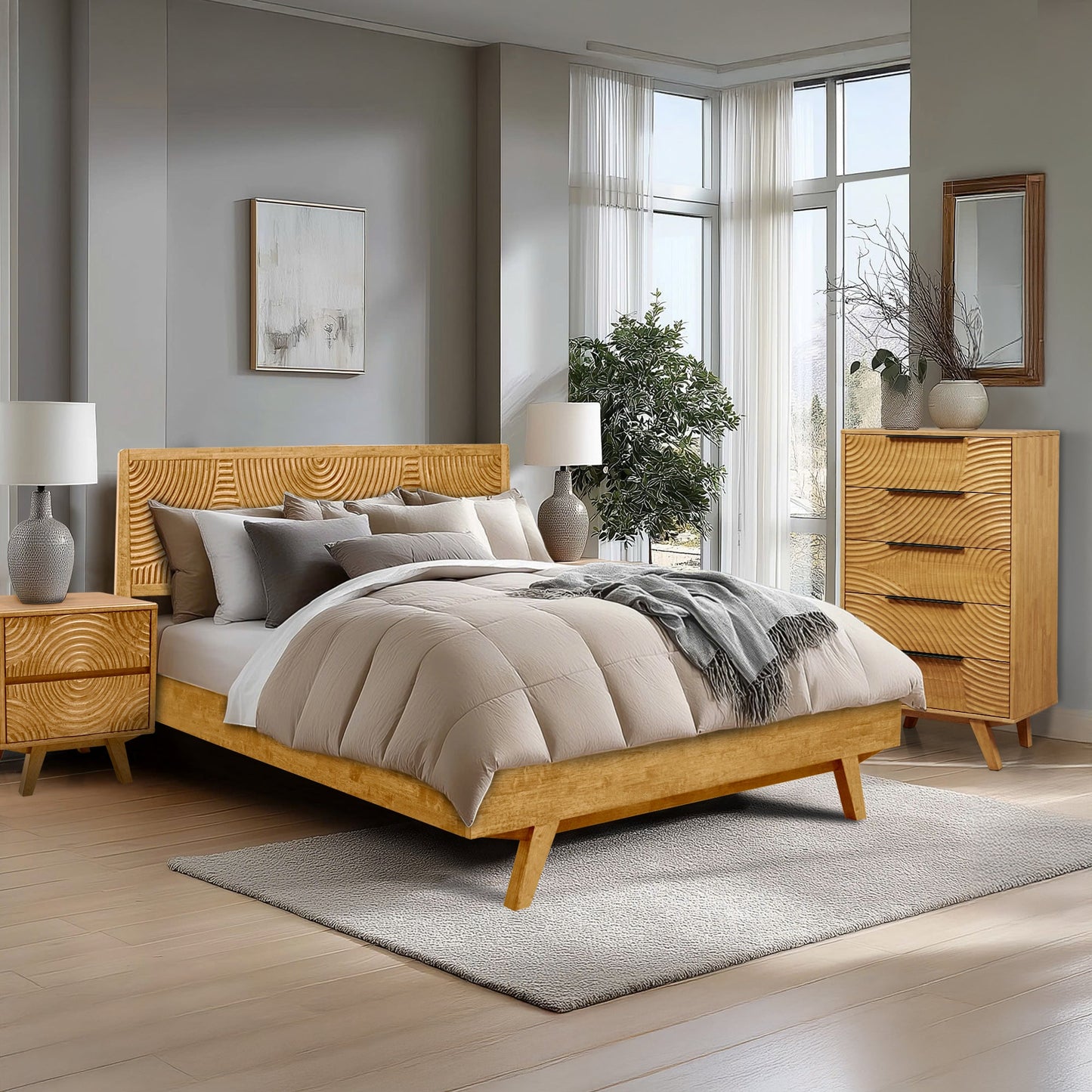 Harmony Solid Wood Dresser with 5 Drawers - - Dresser