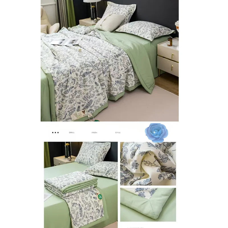 Four-Piece Bedding Set Cotton Summer Cooling Quilt Comforter Kia Day Design