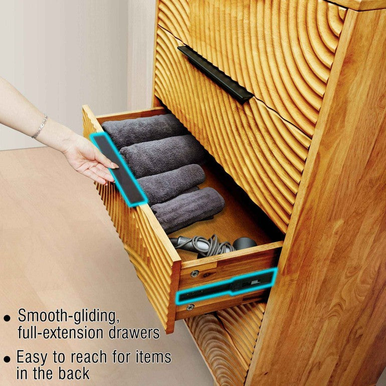Harmony Solid Wood Dresser with 5 Drawers - - Dresser