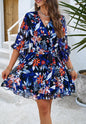 Spring Summer Floral v Neck Short Mini Dress Kia Day Design