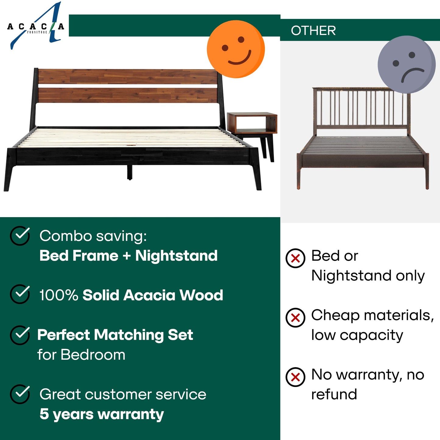 Callisto Solid Wood Bed Frame - - Bed Frame