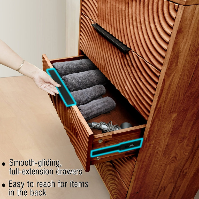 Harmony Solid Wood Dresser with 5 Drawers - - Dresser