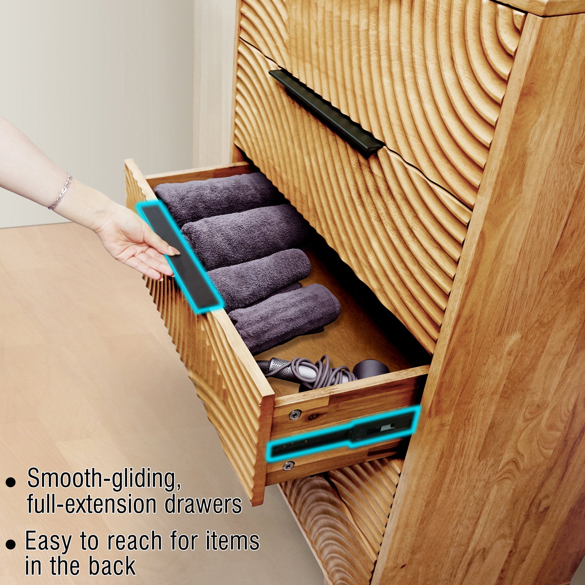 Harmony Solid Wood Dresser with 5 Drawers - - Dresser