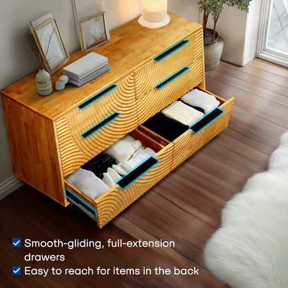 Harmony Solid Wood Dresser with 6 Drawers - - Dresser