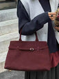 Genuine Leather Oversize Bag Burgundy Suede 35*15.5*23cm