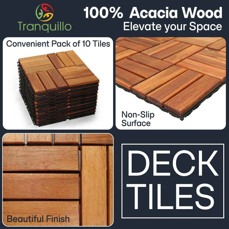 Solid Wood Deck Tiles Set 10 - - Deck Tiles