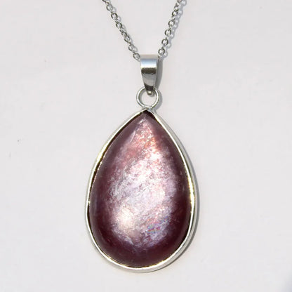 Natural Mica Crystal Drops Purple Lepidolite Gemstone Pendant Necklace Kia Day Design