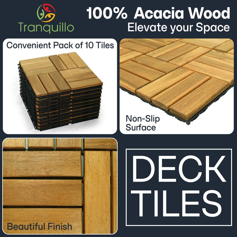 Solid Wood Deck Tiles Set 10 - - Deck Tiles