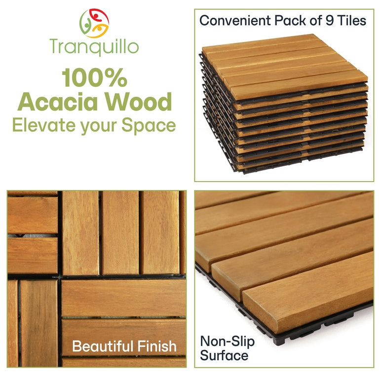 Solid Wood Deck Tiles 6 Slat Set 9 - - Deck Tiles