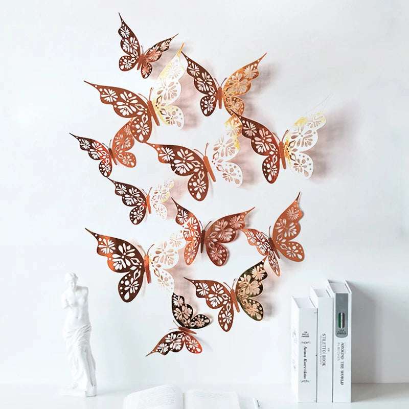 12pcs set 3D Hollow Butterflies Wall Stickers