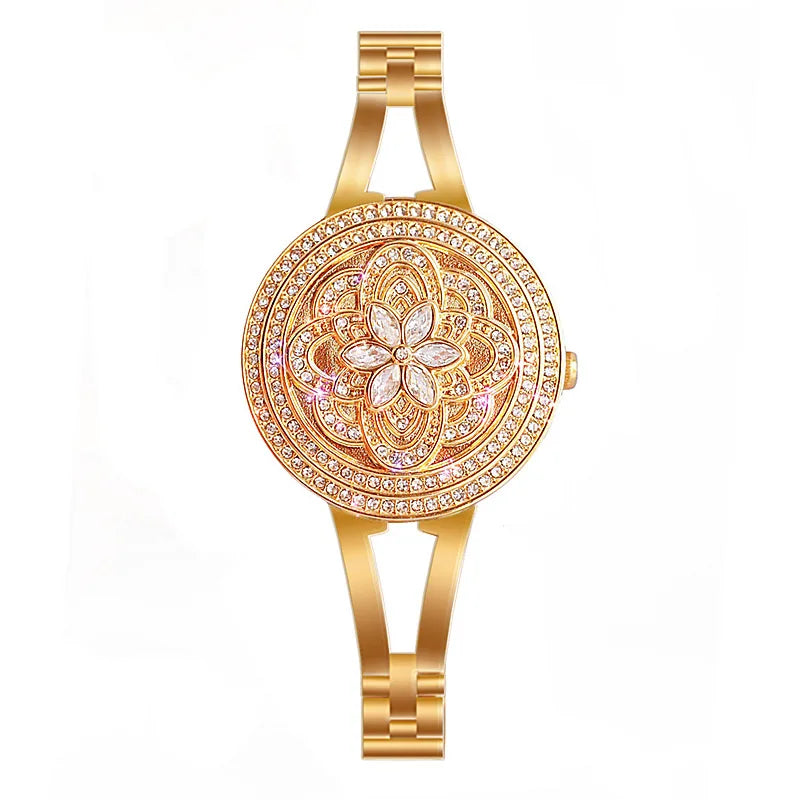 Flower Retro Ladies Quartz Wristwatch Bangle Bracelet Kia Day Design