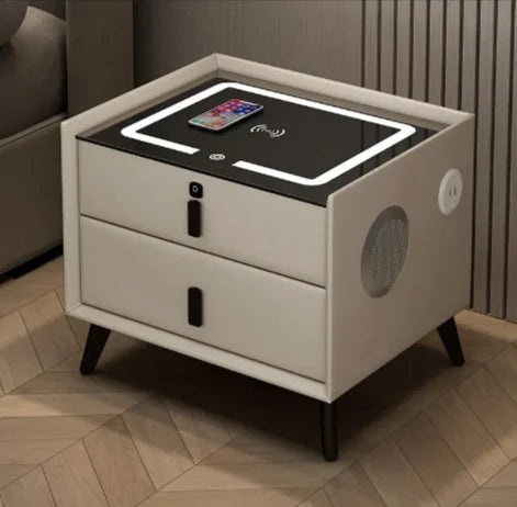 Smart Wood Bedside Table with Wireless Charging - Kia Day Design
