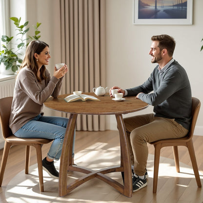 Alma 36 Inches Round Dining Table for 4, Mid-Century Modern Kitchen & Dining Room Tables - - Table